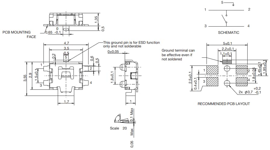 C&K Switches PTS840 SMT Side Actuated Tactile Switches